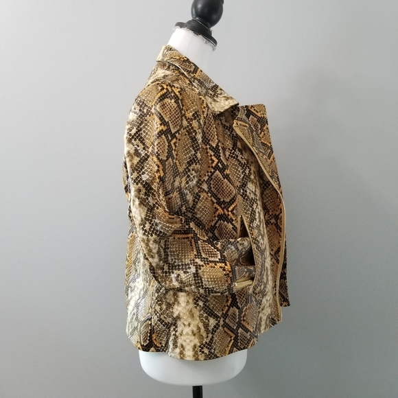 T TAHARI Snake Print Faux Leather Moto Jacket S - Picture 11 of 16